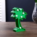 Ночник "Пальма малая" 5 LED батарейки 3xAG13 зеленый 8х3х12 см.