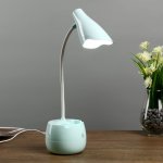 Лампа настольная "Терсит" АКБ USB 5Вт голубой 22х9х35 см.
