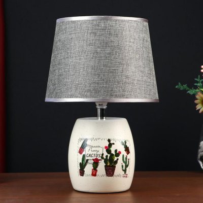 Лампа настольная "Кактус с цветком" 1xE14 40вт белый 23х23х33 см.
