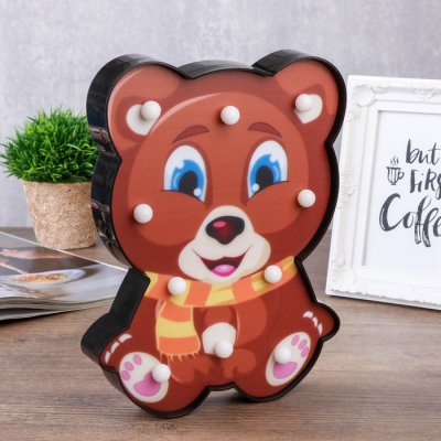 Ночник "Мишка" 10хLED батарейки 2хAA МИКС 16,5х2,8х22,3 см.