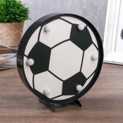 Ночник "Футбольный мяч" 6хLED батарейки 2хAA черный/белый МИКС 16х2,8х16 см.