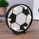 Ночник "Футбольный мяч" 6хLED батарейки 2хAA черный/белый МИКС 16х2,8х16 см.