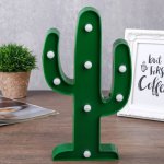 Ночник "Кактус" 8хLED батарейки 2хAA зеленый 14х3х25 см.