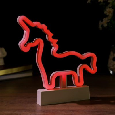 Ночник "Единорог" LED (красный свет) батарейки 2хAA 22х2,7х22,5 см.