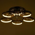 Люстра с ПДУ  "Флора" 5xLED 80Вт 3000-6000К диммер, хром 53х53х11 см.