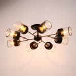 Люстра "Винетта" 8x60Вт E27 черный-золото 72х72х17 см.