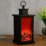 Ночник "Камин" LED чёрный 13х13х30 см
