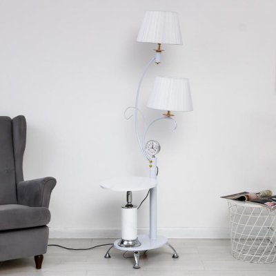 Торшер с часами 4416226T/2 E27 40Вт белый 63х55х172 см