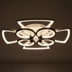 Люстра с ПДУ 671120/8 LED 224Вт диммер 3 режима 3000-6000К  белый-черный 64х64х14 см