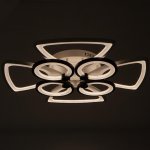 Люстра с ПДУ 671120/8 LED 224Вт диммер 3 режима 3000-6000К  белый-черный 64х64х14 см