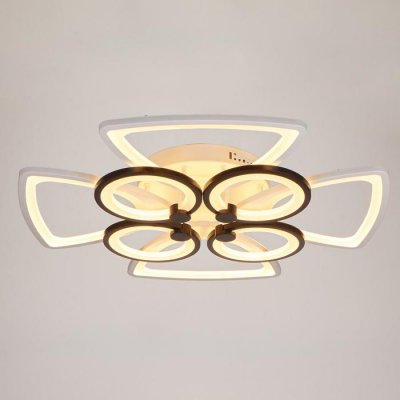 Люстра с ПДУ 671120/8 LED 224Вт диммер 3 режима 3000-6000К  белый-черный 64х64х14 см