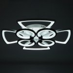 Люстра с ПДУ 671120/8 LED 224Вт диммер 3 режима 3000-6000К  белый-черный 64х64х14 см