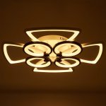 Люстра с ПДУ 671120/8 LED 224Вт диммер 3 режима 3000-6000К  белый-черный 64х64х14 см