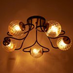 Люстра 662418/5 40Вт E14 черный-золото 66х66х28 см