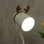 Лампа настольная сенсорная 85310/1 30хLED 4Вт диммер USB AKB белый-кофе 14х11х48,5 см