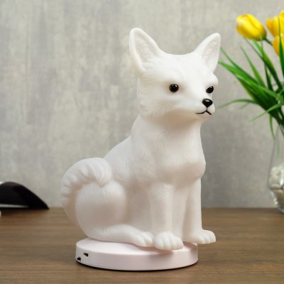 Ночник c USB "Лиса" LED RGB батарейки 3AAA белый 12,5x11xx19,5 см