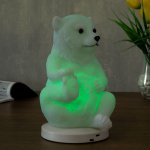 Ночник c USB "Медведь" LED RGB батарейки 3AAA белый 12x13xx19,5 см