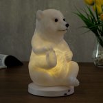 Ночник c USB "Медведь" LED RGB батарейки 3AAA белый 12x13xx19,5 см