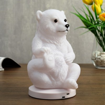 Ночник c USB "Медведь" LED RGB батарейки 3AAA белый 12x13xx19,5 см