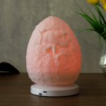 Ночник c USB "Яйцо с динозавриком" LED RGB батарейки 3AAA белый 11,5x11,5xx18 см