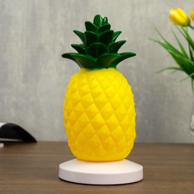 Ночник c USB Ночник c USB "Ананас" LED RGB батарейки 3AAA желтый-зеленый 11,5x11,5xx21 см