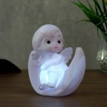 Ночник "Девочка на луне" LED батарейки 3xLR белый 10х13х15 см