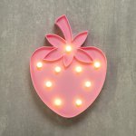 Ночник "Клубника" 9хLED батарейки 2xAA 18х3,5х24 см  МИКС