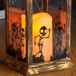 Ночник 48125/1 батарейки 3хААА черный с золотой патиной 14х14х31 см