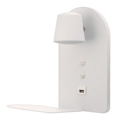 Бра с правой полочкой 71019/1 LED 16Вт 3000К 4000К USB белый 23х14,5х23,5 см Бра с правой полочкой 71019/1 LED 16Вт 3000К 4000К USB белый 23х14,5х23,5 см