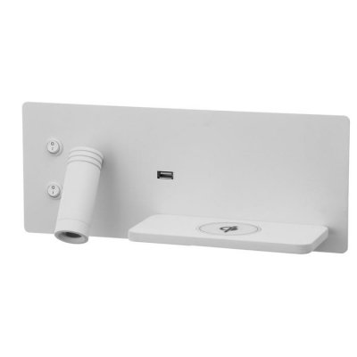Бра с правой полочкой 85101/2 LED 8+3Вт 4000К USB беспроводная зарядка белый 30х11х12 см