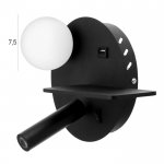 Бра с правой полочкой 85105/2 LED 5+3Вт 4000К USB  черный 26х11х18 см