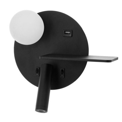 Бра с правой полочкой 85105/2 LED 5+3Вт 4000К USB  черный 26х11х18 см