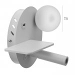 Бра с левой полочкой 85104/2 LED 5+3Вт 4000К USB  белый 26х11х18 см