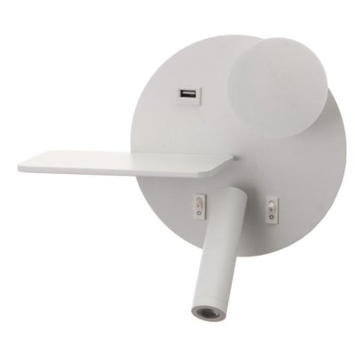 Бра с левой полочкой 85104/2 LED 5+3Вт 4000К USB  белый 26х11х18 см