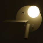 Бра с левой полочкой 85104/2 LED 5+3Вт 4000К USB  белый 26х11х18 см