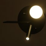 Бра с левой полочкой 85105/2 LED 5+3Вт 4000К USB  черный 26х11х18 см