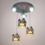 Люстра 86202/6 E27 40Вт 7хLED подсветка синий-розовый-белый 49х49х18-98 см