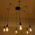 Светильник "Паук" черный, провод витой 6x40W E27 80x80x90 см