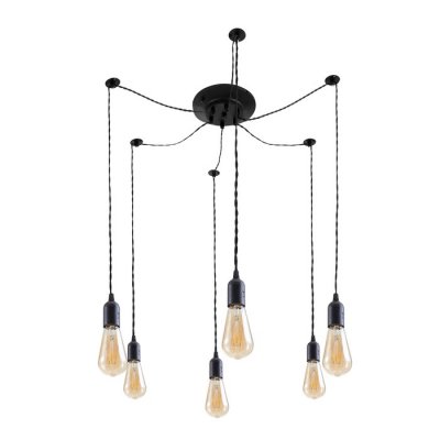 Светильник "Паук" черный, провод витой 6x40W E27 80x80x90 см