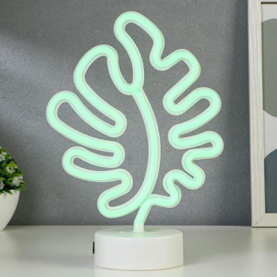 Ночник Ночник "Лист" LED (зеленый) USB белый 10х19х28 см
