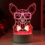 Светильник "Собака в очках" LED RGB от сети 9,5х13х19 см