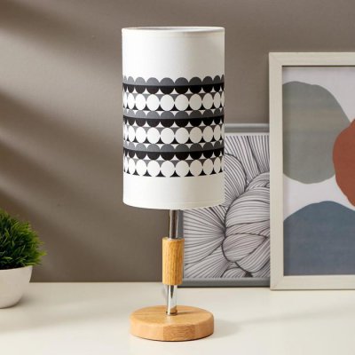 Лампа настольная 16010/1 E14 40Вт дерево-хром 12,5х12,5х39 см