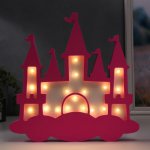 Ночник "Замок принцессы" 19хLED батарейки 2ААА бело-розовый 29,5х3,5х29,5 см
