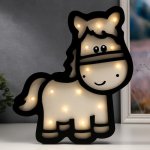 Ночник "Лошадка" 16хLED батарейки 2ААА бело-черный 27х3,5х30 см