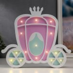 Ночник "Карета принцессы" 15хLED батарейки 2ААА бело-сиреневый 30х3,5х27 см