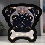 Ночник "Собачка" 15хLED батарейки 2ААА черно-белый 29х3,5х28,5 см