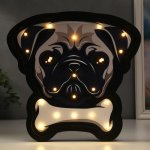 Ночник "Собачка" 15хLED батарейки 2ААА черно-белый 29х3,5х28,5 см