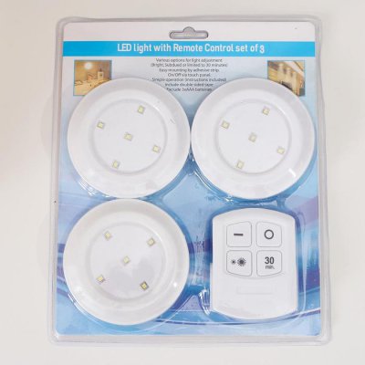 Ночник с ПДУ 16043/3 LED от батареек 3ААА белый 9х9х2 см