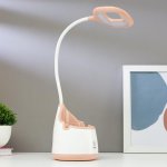 Лампа настольная 1682/1PP 20хLED 3Вт 3 режима USB АКБ  бело-бежевый 10,5х10,5х49,5 см