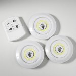 Ночник с ПДУ 16042/3 LED от батареек 3ААА белый 9х9х2 см